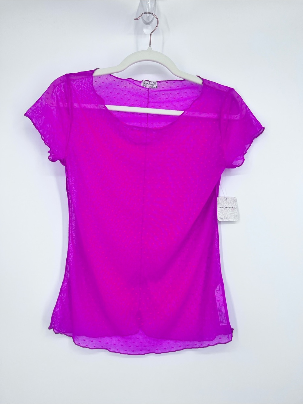 NWT Free People On The Dot Baby Tee Pink Medium Mesh Sheer Y2K Fairy Intimately - Picture 4 of 10